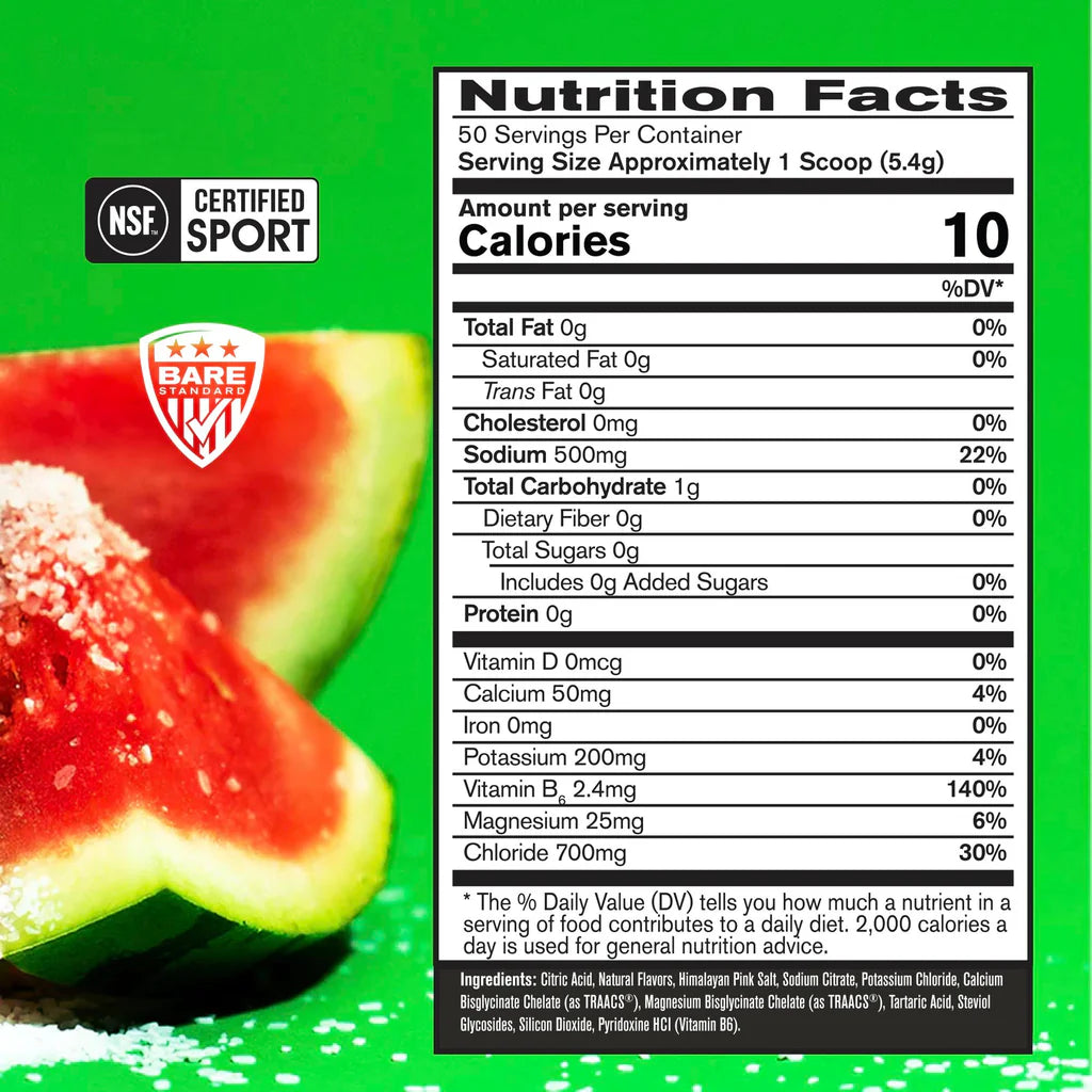 Bare Performance Nutrition Electrolytes/Hydration Drink Mix Salted Watermelon 50 Servings