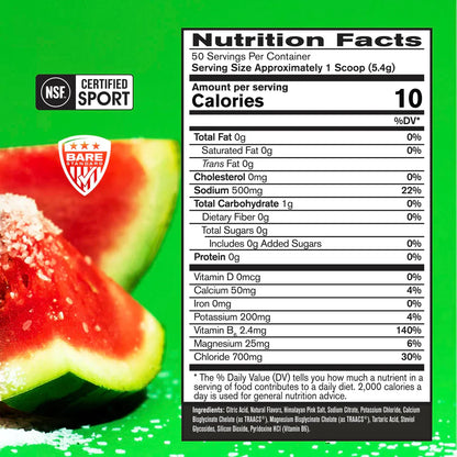 Bare Performance Nutrition Electrolytes/Hydration Drink Mix Salted Watermelon 50 Servings