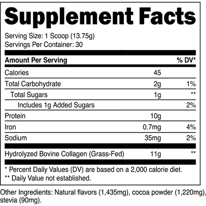 Transparent Labs Grass-Fed Collagen Chocolate 30 Servings