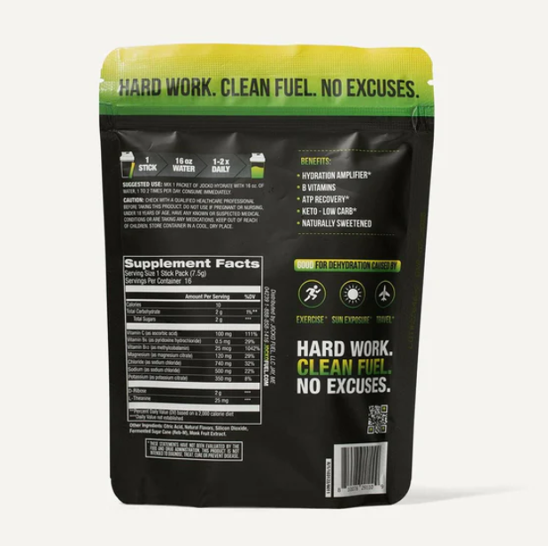 Jocko Fuel Hydrate Sticks Lemon Lime 16 Servings