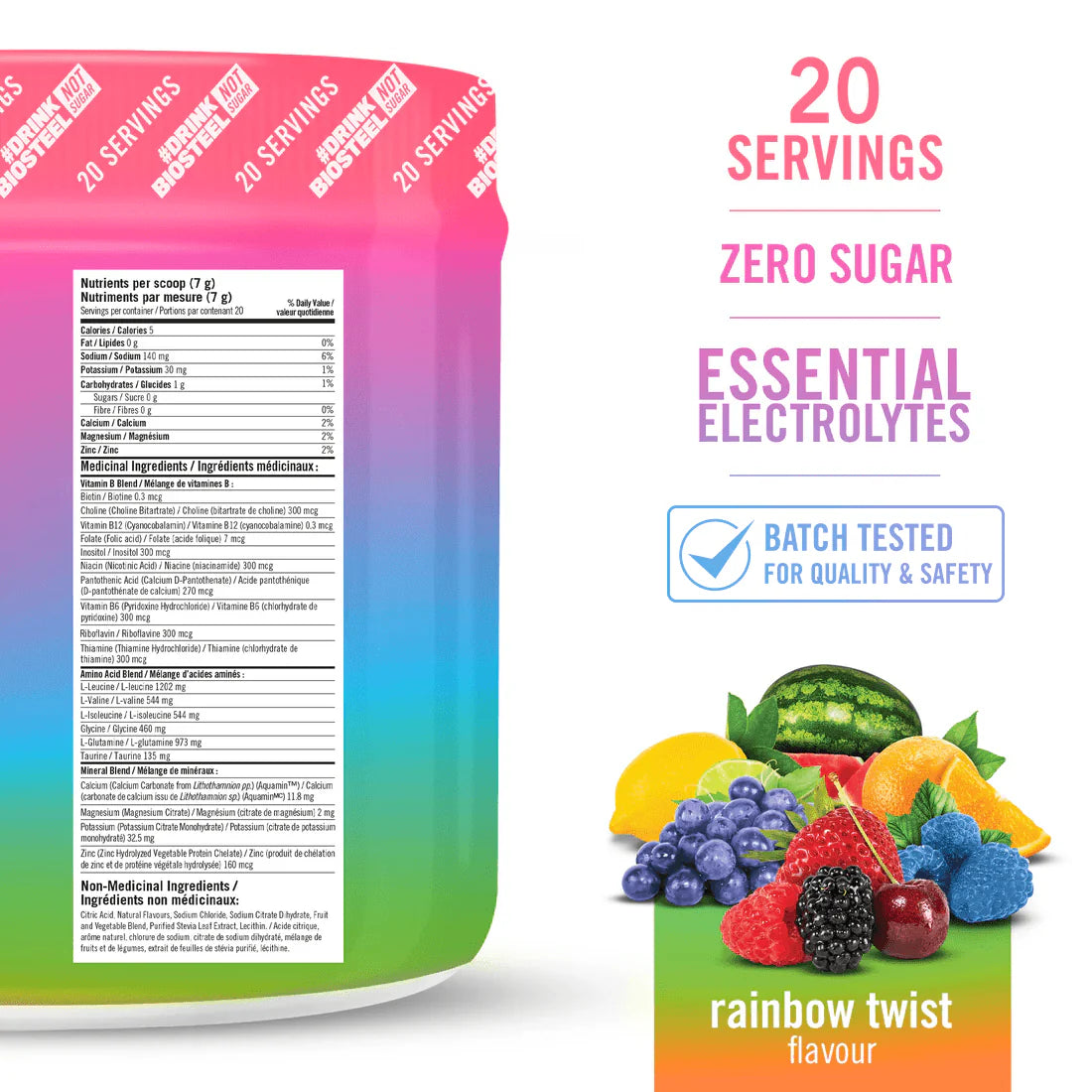 Biosteel Hydration Mix Rainbow Twist 20 Servings