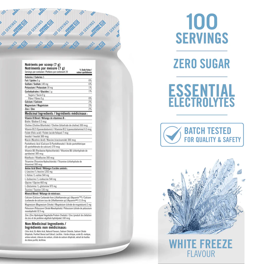 Biosteel Hydration Mix White Freeze 100 Servings