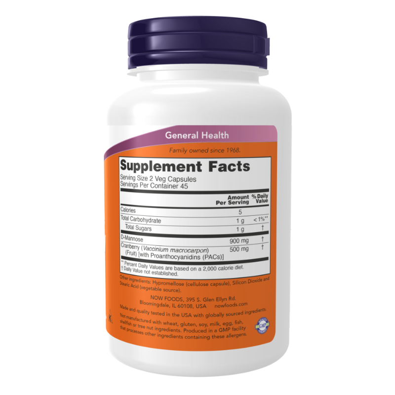 NOW Mannose Cranberry 90 Capsules