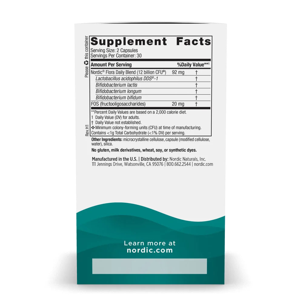 Nordic Naturals Nordic Flora Probiotic Daily 12 Billion 60 Capsules
