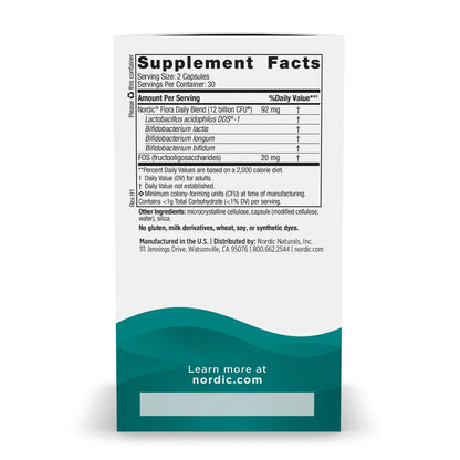 Nordic Naturals Nordic Flora Probiotic Daily 12 Billion 60 Capsules