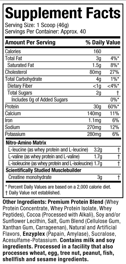 MuscleTech Nitro Tech Whey Protein Milk Chocolate 2lbs