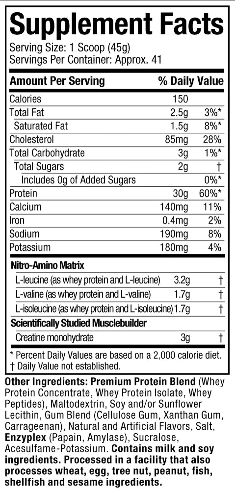 MuscleTech Nitro Tech Whey Protein Vanilla Cream 2lbs