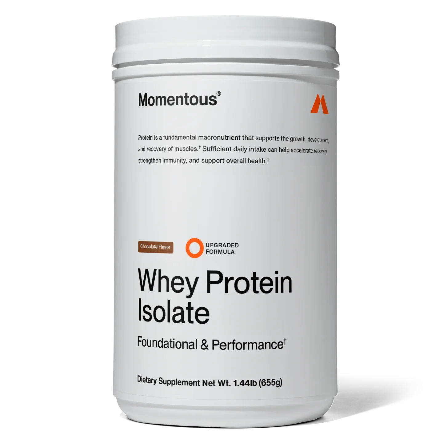 Momentous Grass Fed Whey Protein Isolate Powder Chocolate 25 Servings