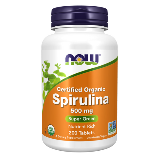 NOW Spirulina 500 mg Organic 200 Tablets