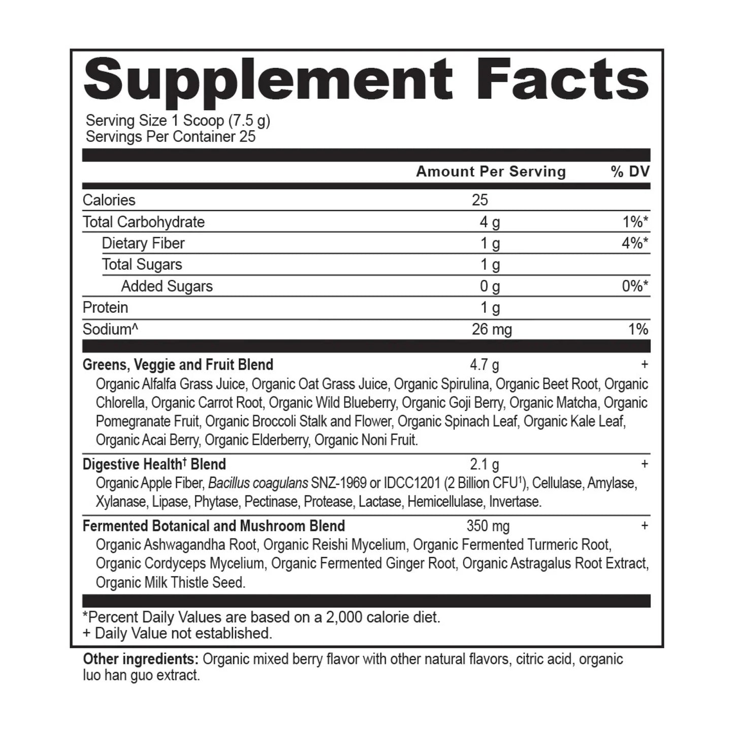Ancient Nutrition Organic SuperGreens Powder Berry 25 Servings