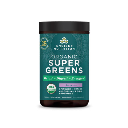 Ancient Nutrition Organic SuperGreens Powder Berry 25 Servings