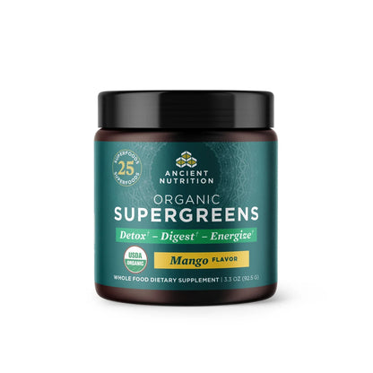 Ancient Nutrition Organic SuperGreens Powder Mango 12 Servings