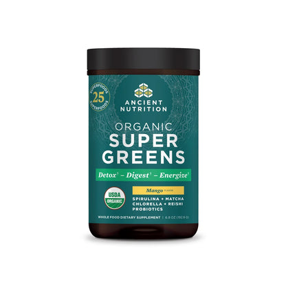 Ancient Nutrition Organic SuperGreens Powder Mango 25 Servings