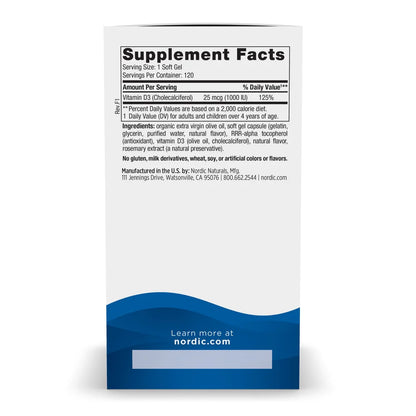 Nordic Naturals Vitamin D3 1000 120 Softgels