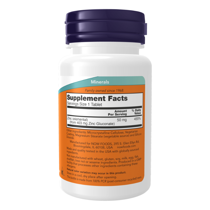 NOW Zinc 50 mg 100 Tablets