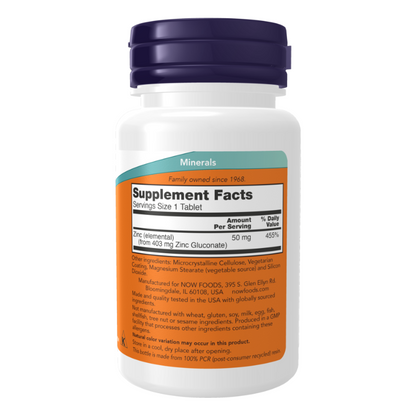 NOW Zinc 50 mg 100 Tablets