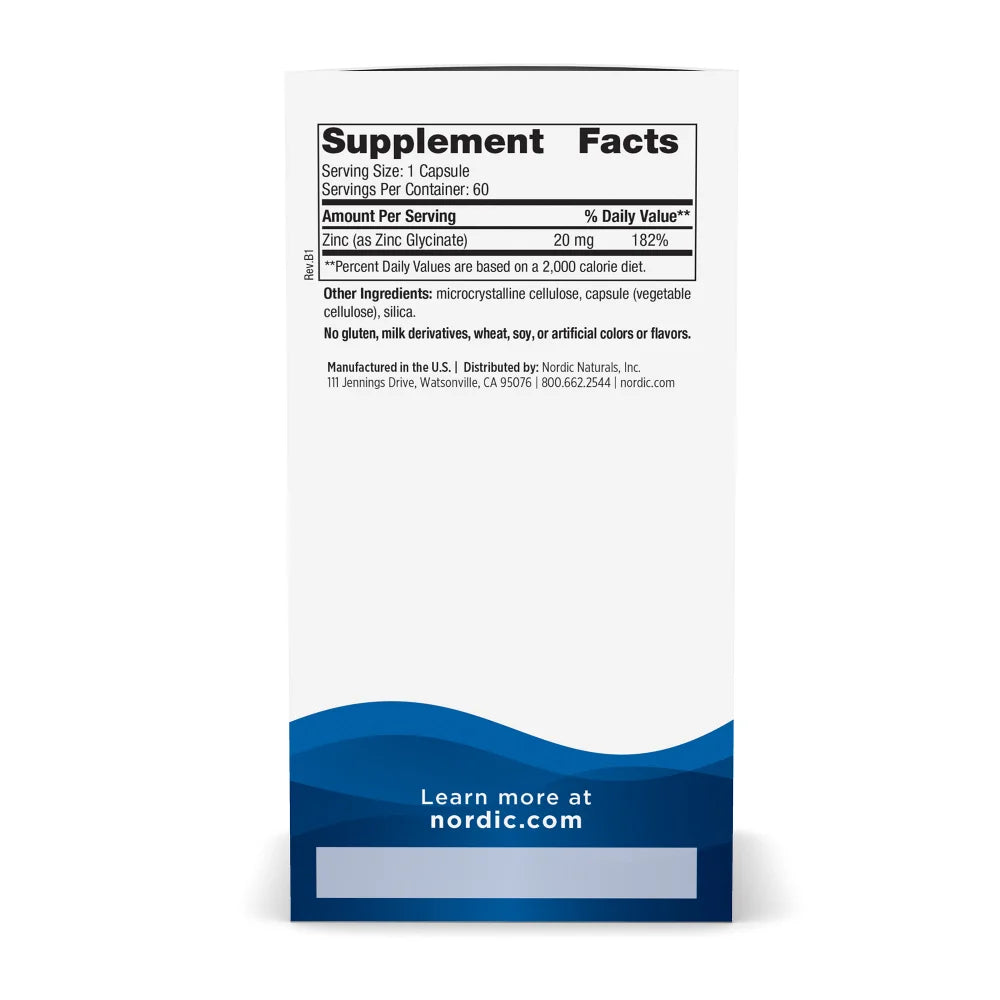 Nordic Naturals Zinc Glycinate 60 Capsules