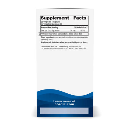 Nordic Naturals Zinc Glycinate 60 Capsules